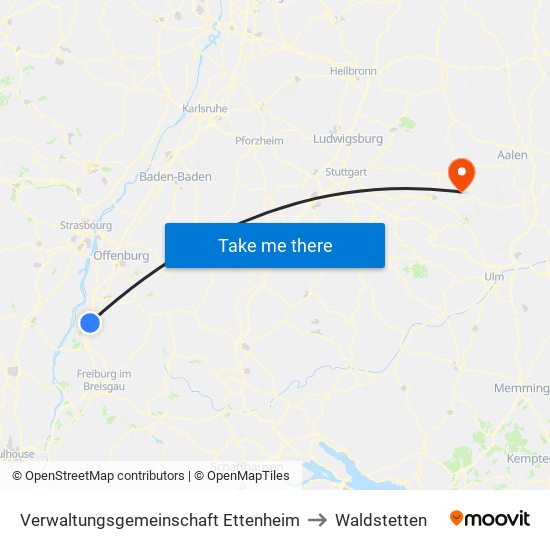 Verwaltungsgemeinschaft Ettenheim to Waldstetten map