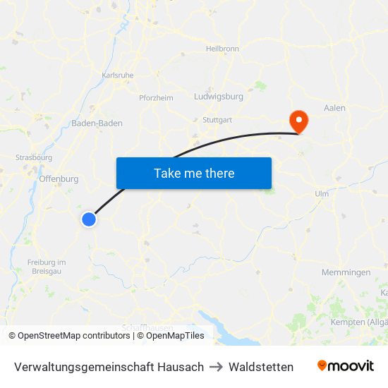 Verwaltungsgemeinschaft Hausach to Waldstetten map