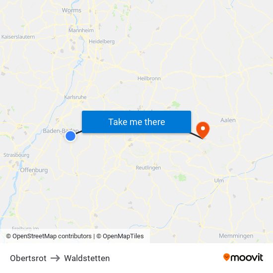 Obertsrot to Waldstetten map