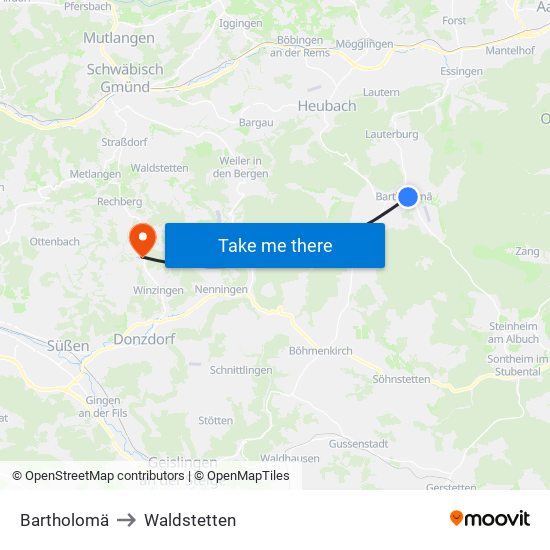 Bartholomä to Waldstetten map