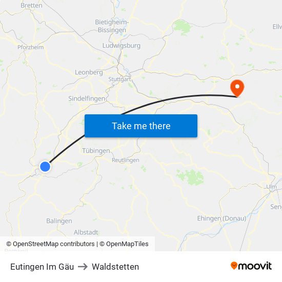 Eutingen Im Gäu to Waldstetten map