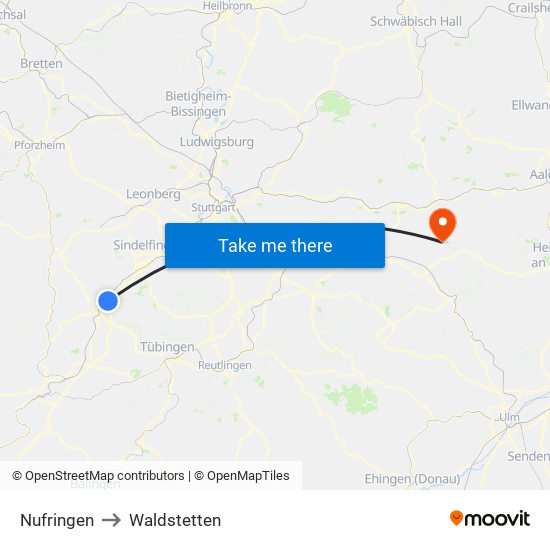 Nufringen to Waldstetten map