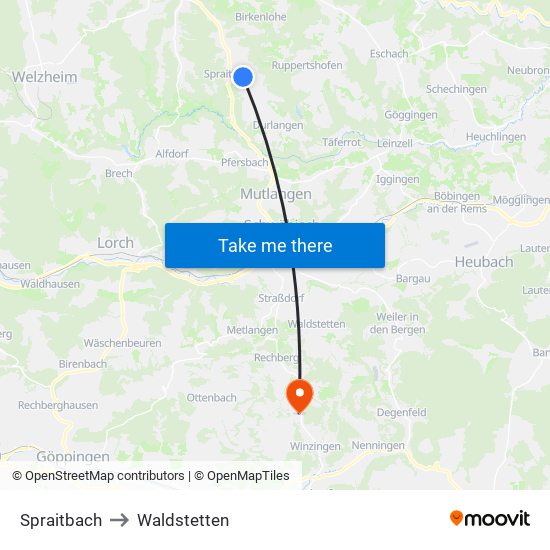 Spraitbach to Waldstetten map