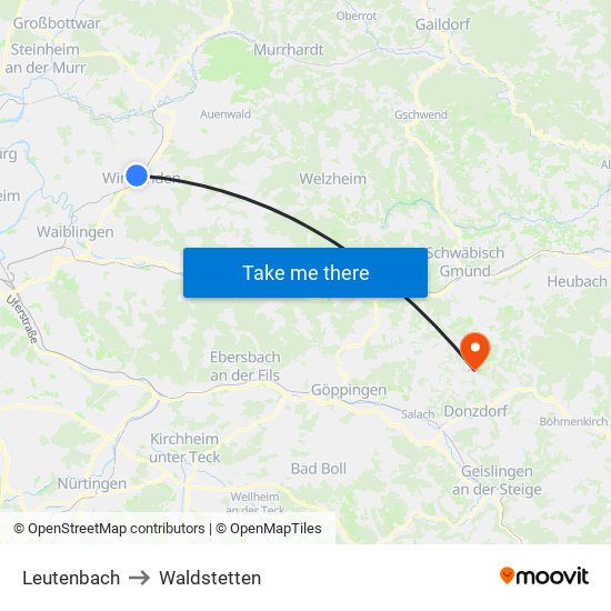 Leutenbach to Waldstetten map