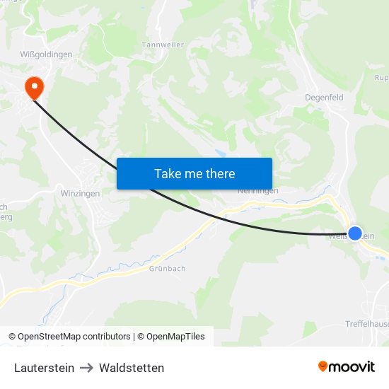 Lauterstein to Waldstetten map