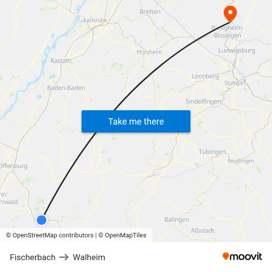 Fischerbach to Walheim map