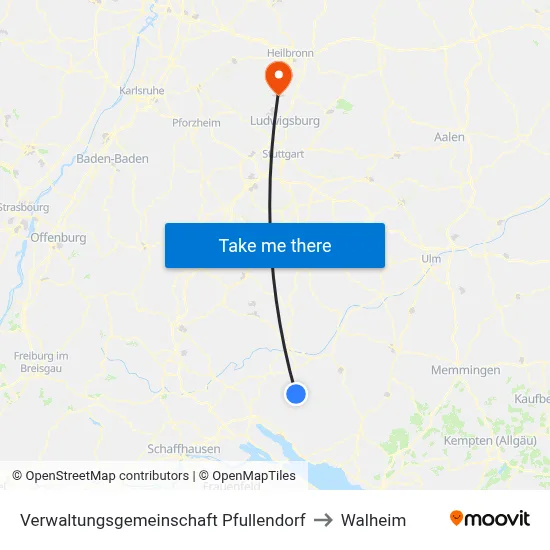 Verwaltungsgemeinschaft Pfullendorf to Walheim map