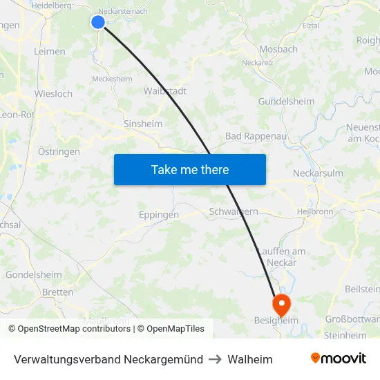 Verwaltungsverband Neckargemünd to Walheim map