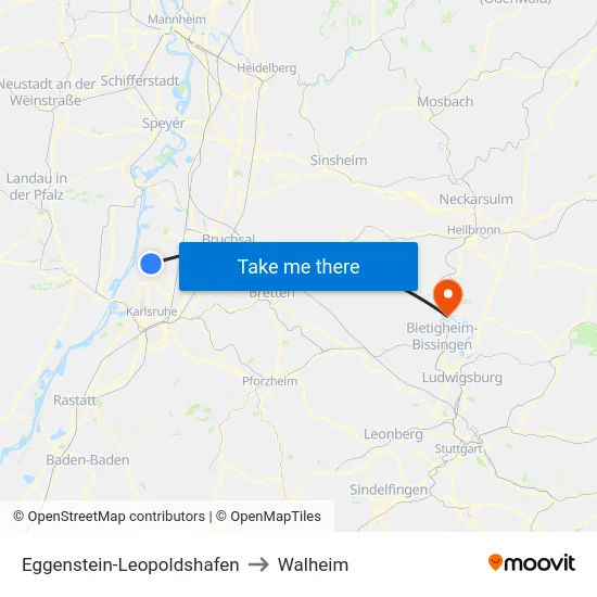 Eggenstein-Leopoldshafen to Walheim map