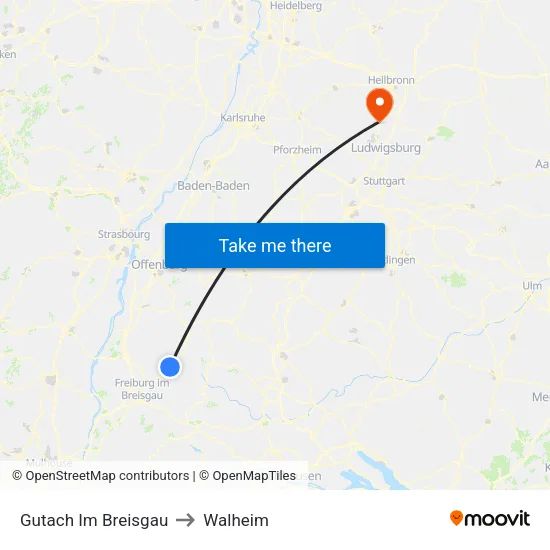 Gutach Im Breisgau to Walheim map
