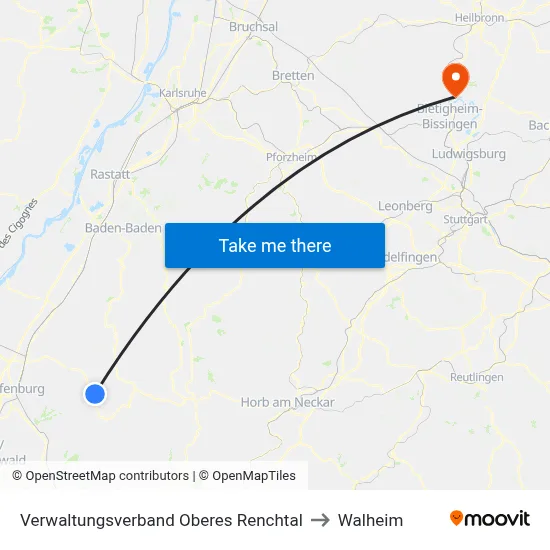 Verwaltungsverband Oberes Renchtal to Walheim map