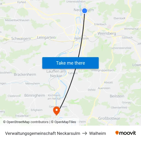 Verwaltungsgemeinschaft Neckarsulm to Walheim map