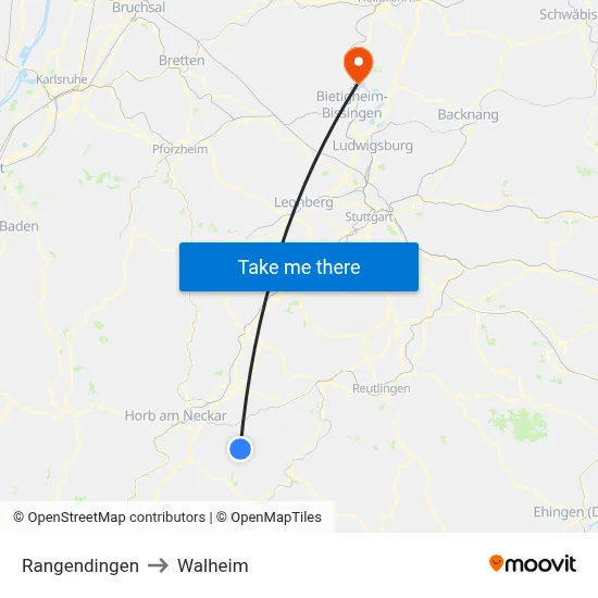 Rangendingen to Walheim map