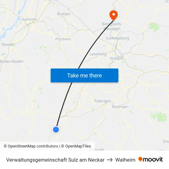 Verwaltungsgemeinschaft Sulz am Neckar to Walheim map