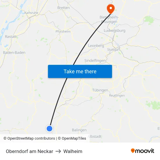 Oberndorf am Neckar to Walheim map