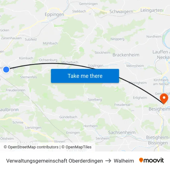 Verwaltungsgemeinschaft Oberderdingen to Walheim map