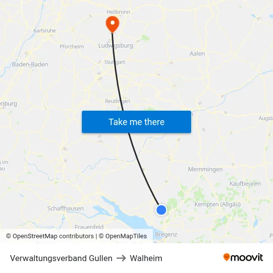 Verwaltungsverband Gullen to Walheim map