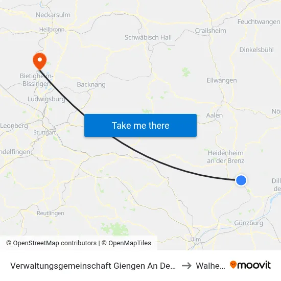 Verwaltungsgemeinschaft Giengen An Der Brenz to Walheim map