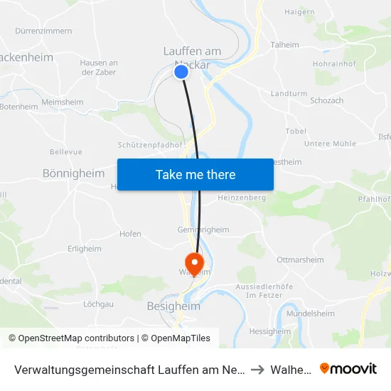 Verwaltungsgemeinschaft Lauffen am Neckar to Walheim map