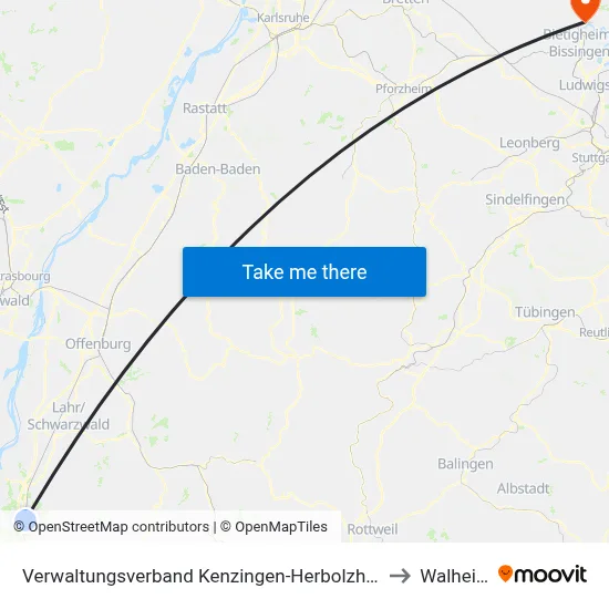 Verwaltungsverband Kenzingen-Herbolzheim to Walheim map