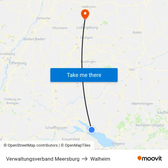 Verwaltungsverband Meersburg to Walheim map