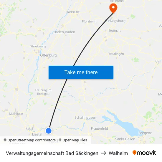 Verwaltungsgemeinschaft Bad Säckingen to Walheim map