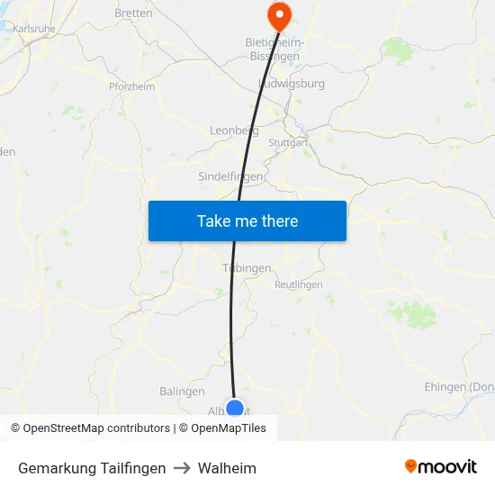 Gemarkung Tailfingen to Walheim map
