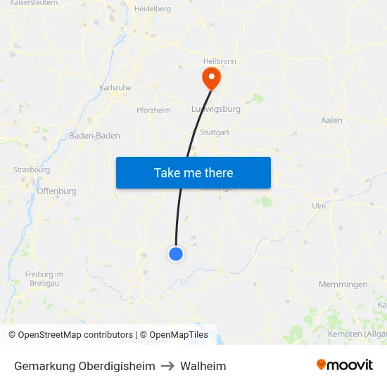 Gemarkung Oberdigisheim to Walheim map