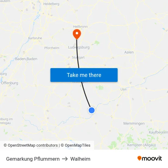 Gemarkung Pflummern to Walheim map