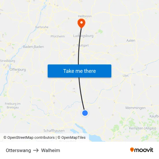 Otterswang to Walheim map