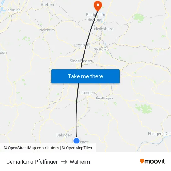 Gemarkung Pfeffingen to Walheim map
