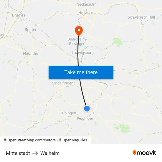 Mittelstadt to Walheim map