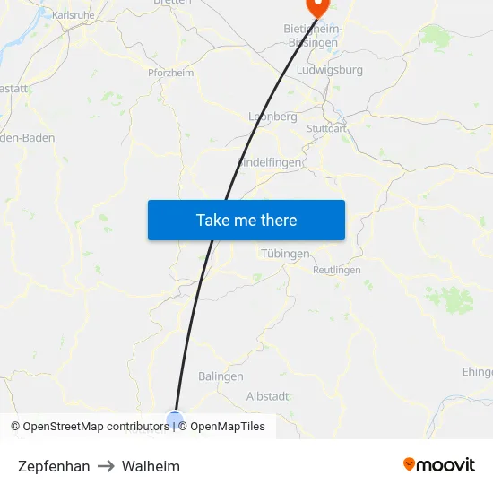 Zepfenhan to Walheim map