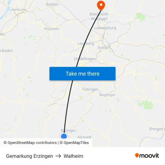 Gemarkung Erzingen to Walheim map