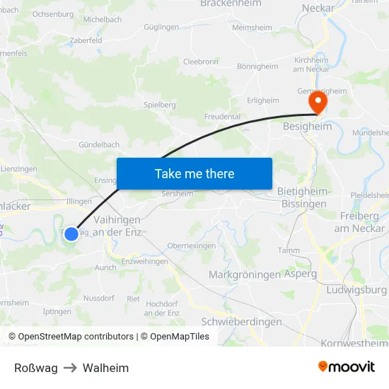 Roßwag to Walheim map