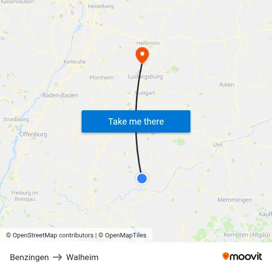 Benzingen to Walheim map