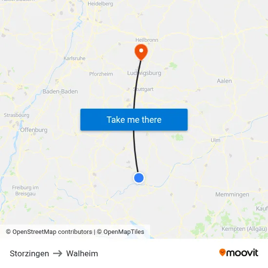 Storzingen to Walheim map