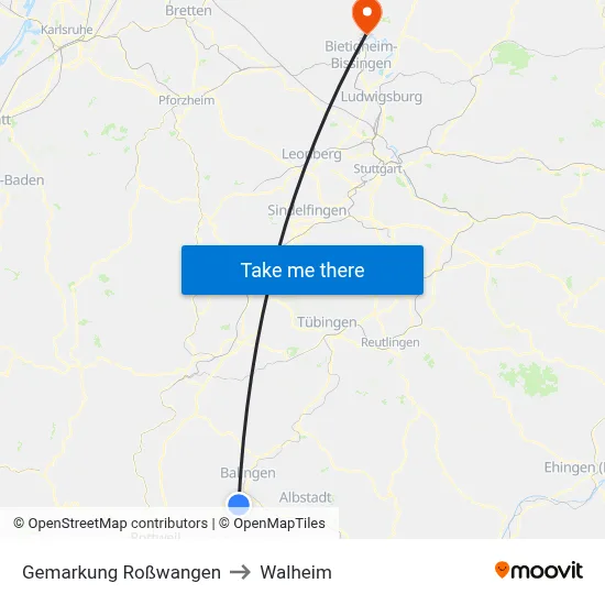 Gemarkung Roßwangen to Walheim map