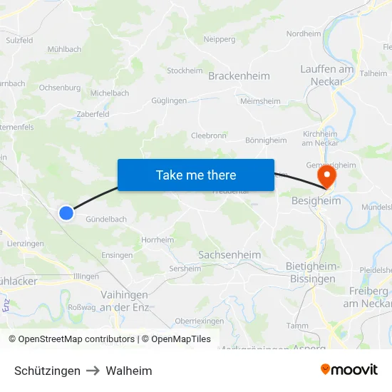 Schützingen to Walheim map