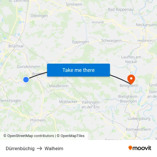 Dürrenbüchig to Walheim map