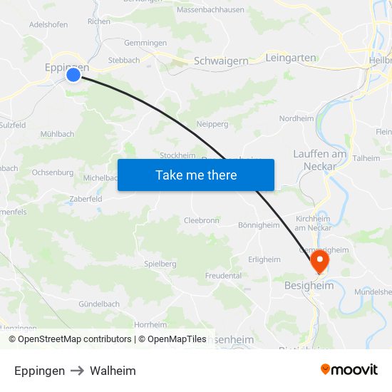 Eppingen to Walheim map