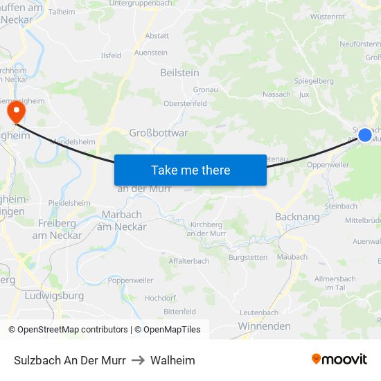 Sulzbach An Der Murr to Walheim map