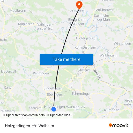Holzgerlingen to Walheim map