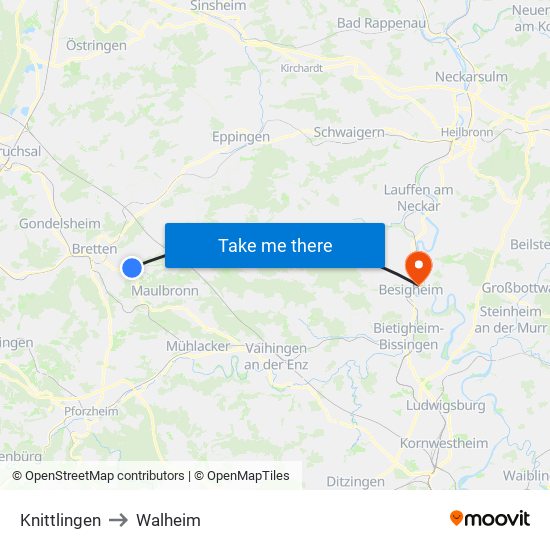 Knittlingen to Walheim map
