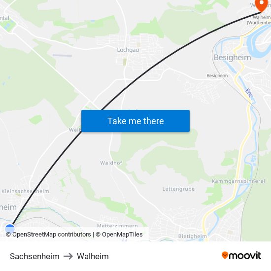 Sachsenheim to Walheim map