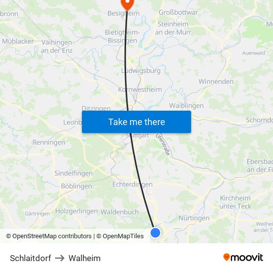 Schlaitdorf to Walheim map