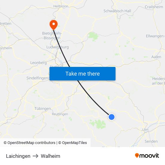 Laichingen to Walheim map