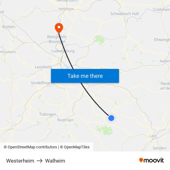 Westerheim to Walheim map