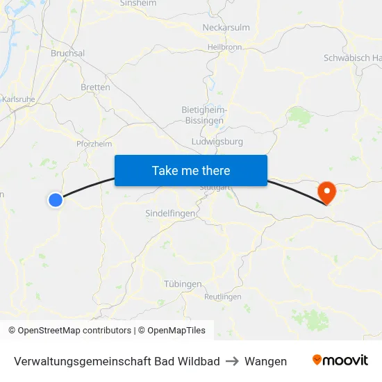 Verwaltungsgemeinschaft Bad Wildbad to Wangen map