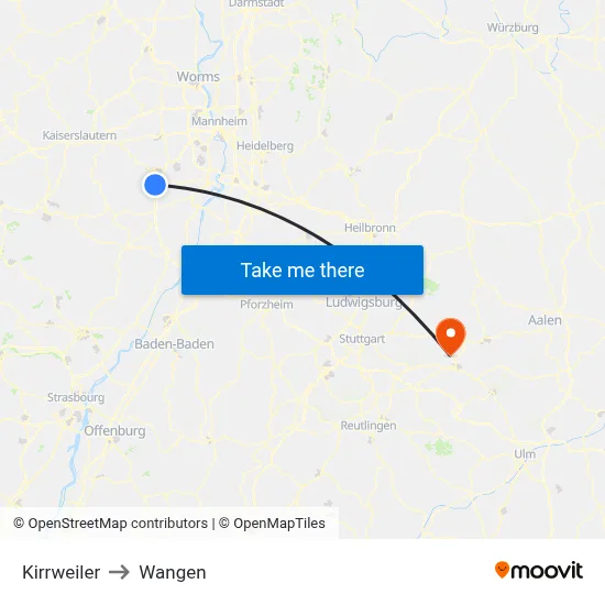 Kirrweiler to Wangen map